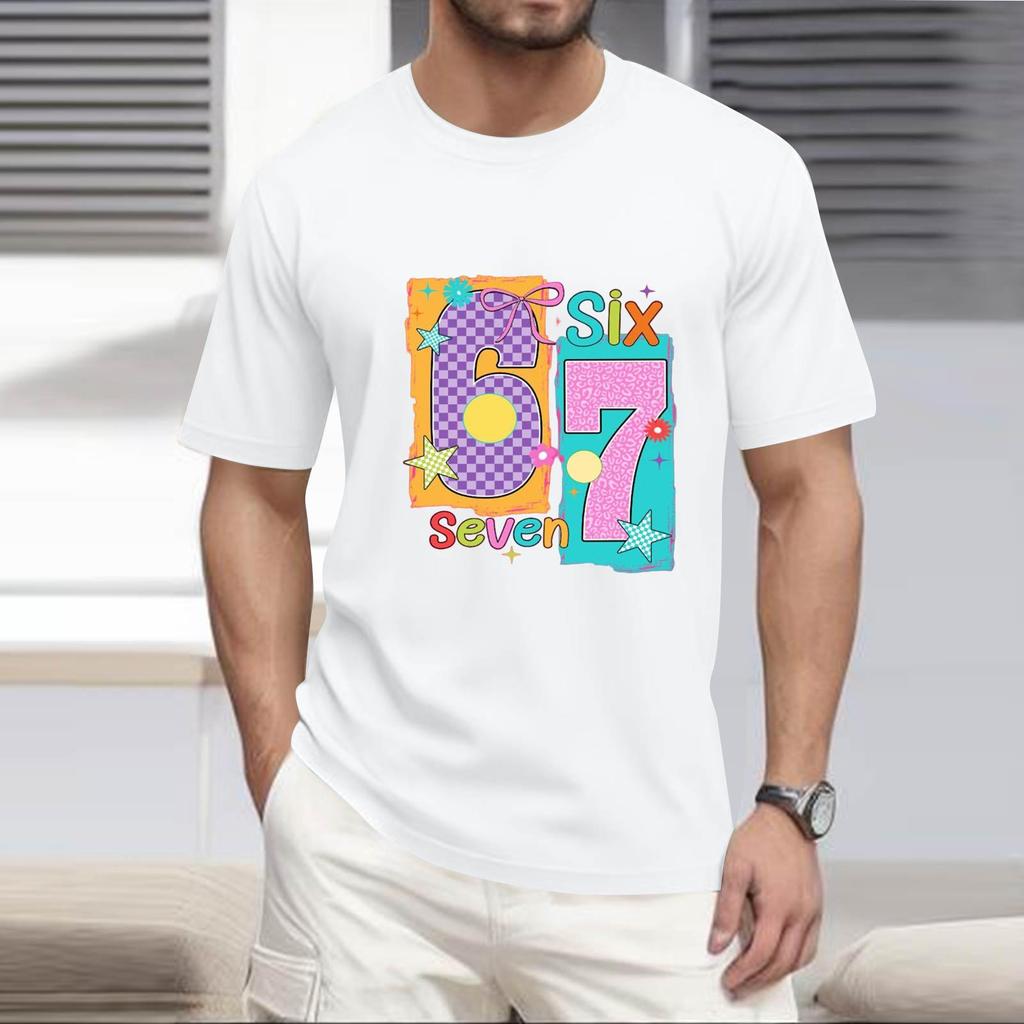 Men's  Popular T-shirt Printed Round Neck Short Sleeve T-shirt