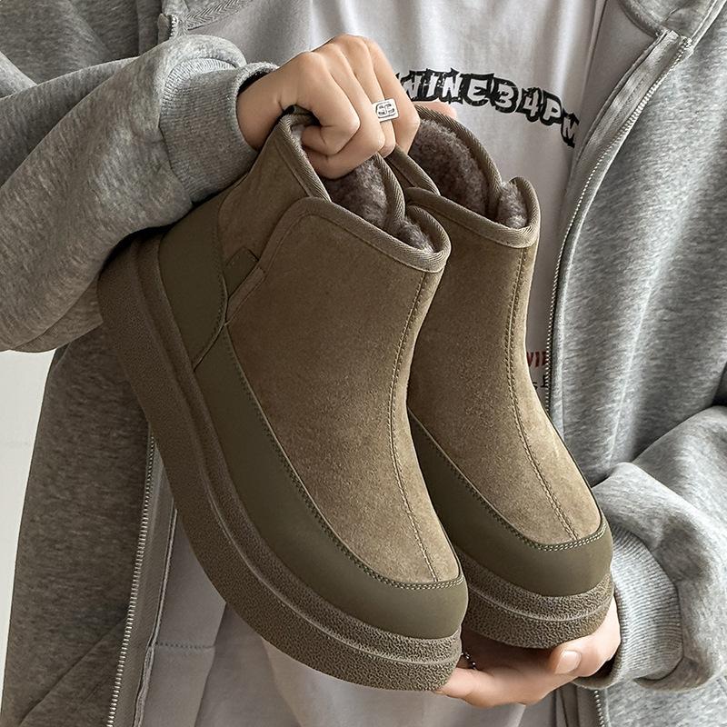 Snow boots fur integrated thickened velvet autumn new casual thick-soled non-slip warm wool large cotton shoes