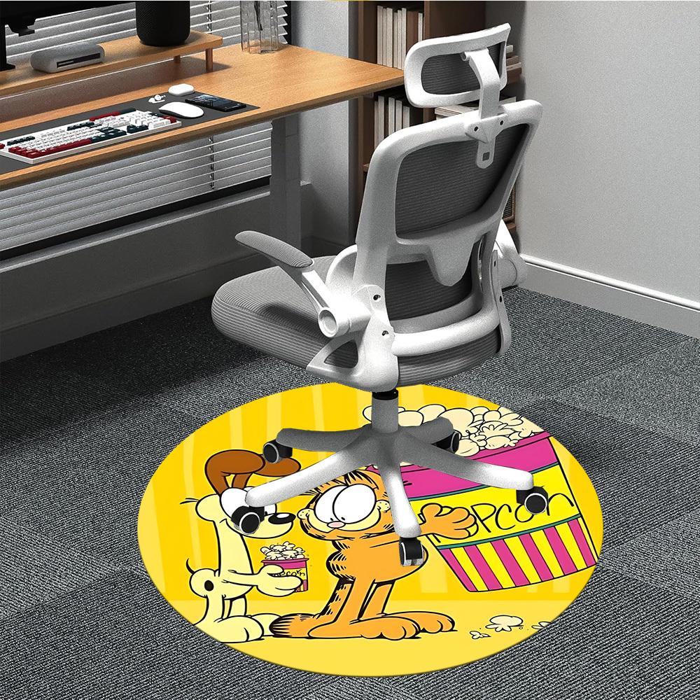 1pc Garfield Movie Night Office Round Area Rug, Under Office Chairs Bedroom Living Room Home Decor, Room Deco 80cm