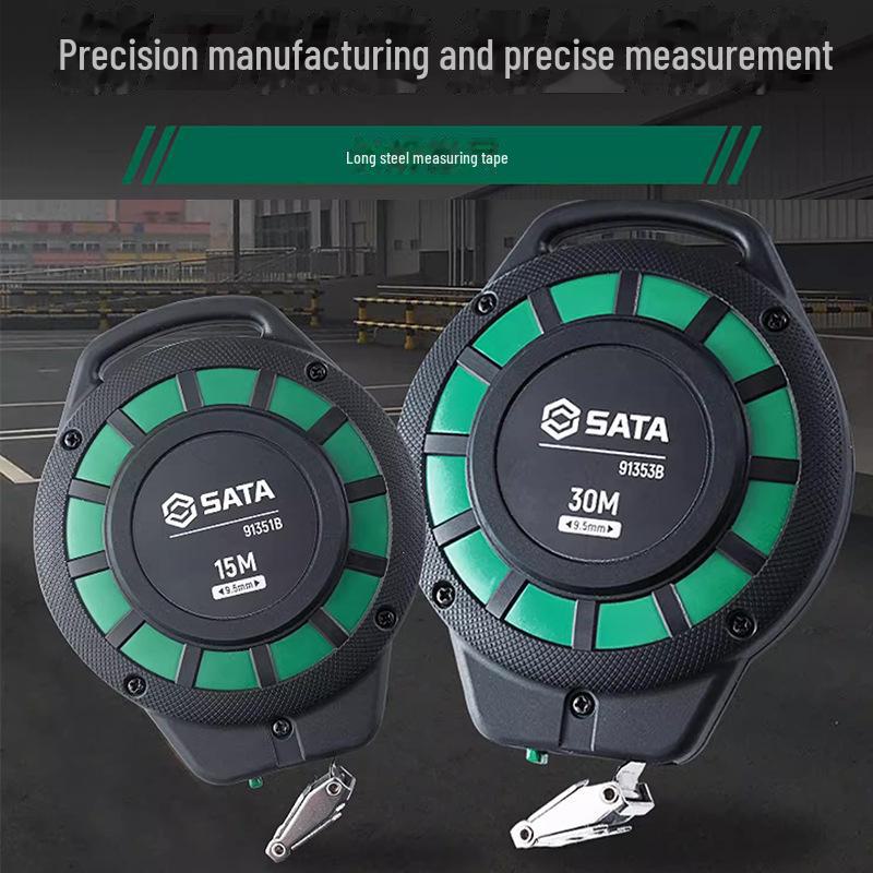 Shida High-Precision Long Steel Tape Measure - 20m/30m/50m Soft Construction Ruler, Models 91351B/91353B