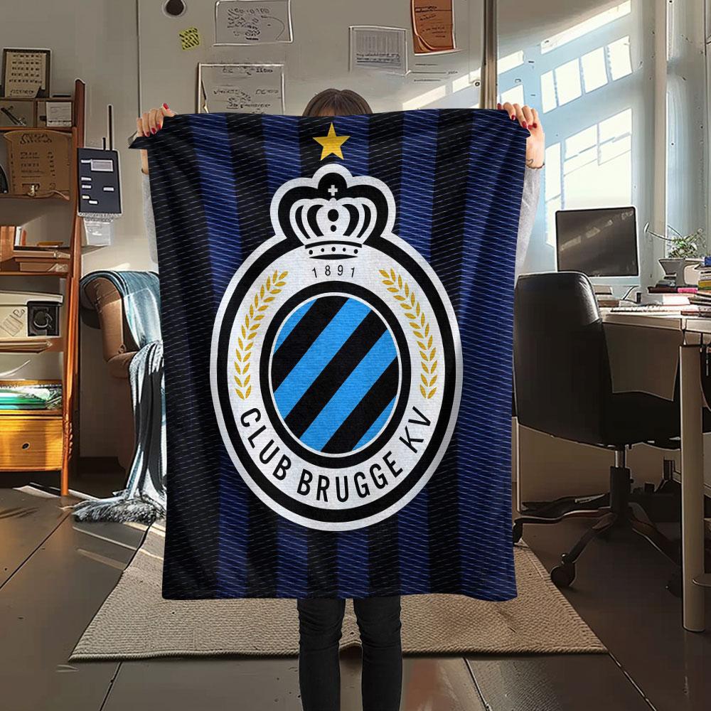1PC Club Brugge KV Patterned Flannel Blanket Suitable For All Seasons for Home Decor Warmth and Comfort Gifts Holiday Present
