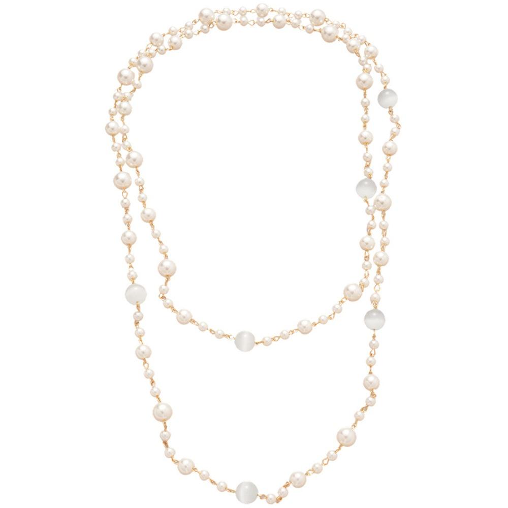 Layered Pearl Necklace Long Length Sweater Necklace New Bead Necklace Lady Wear