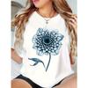 Womens White Short Sleeve T-Shirt Casual Crew Neck, Printed Design, Round Neck, Perfect for Summer,  Breathable & Stylish for All Seasons, Streetwear