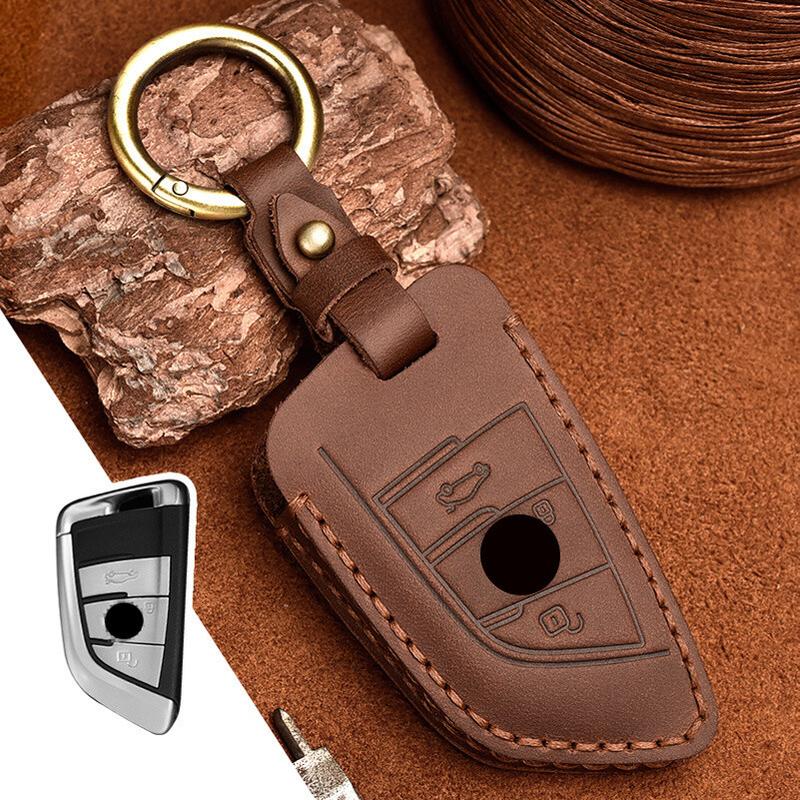 Genuine Leather Car Remote Smart Key Fob Case Cover For BMW 2/3/5/6/7/X1/X2/X3
