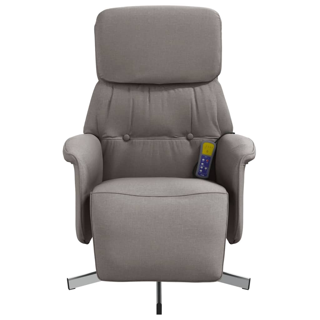 Vidaxl Reclining Massage Chair with Footrest, Taupe, Fabric Upholstered