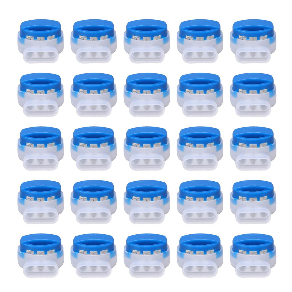 25 Pcs Electrical IDC Waterproof 3 Hole Insulation Displacement Connector Strong Sealing Pigtail