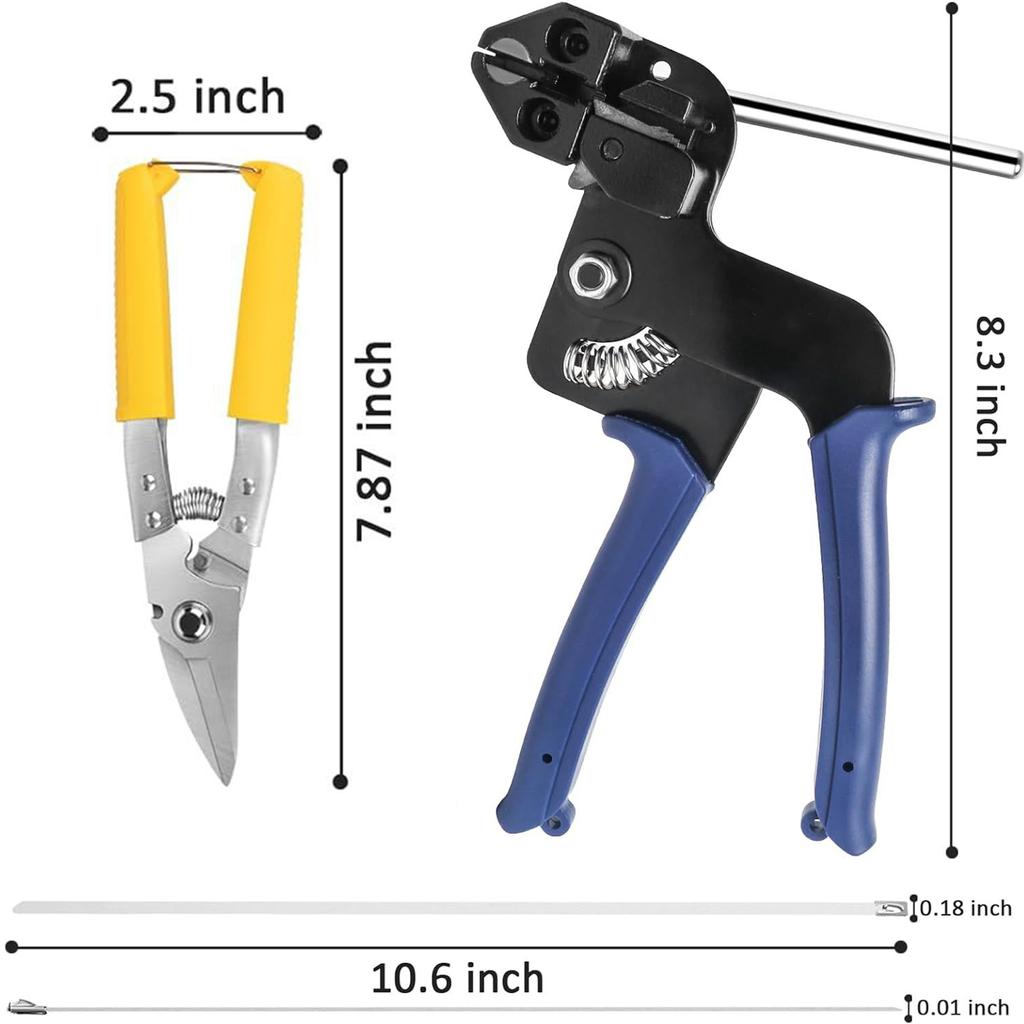Stainless Steel Cable Tie Guns Wrap Tool Metal Zips Tie Tightener Tensioning & Cutting Functional Cable Tie Guns