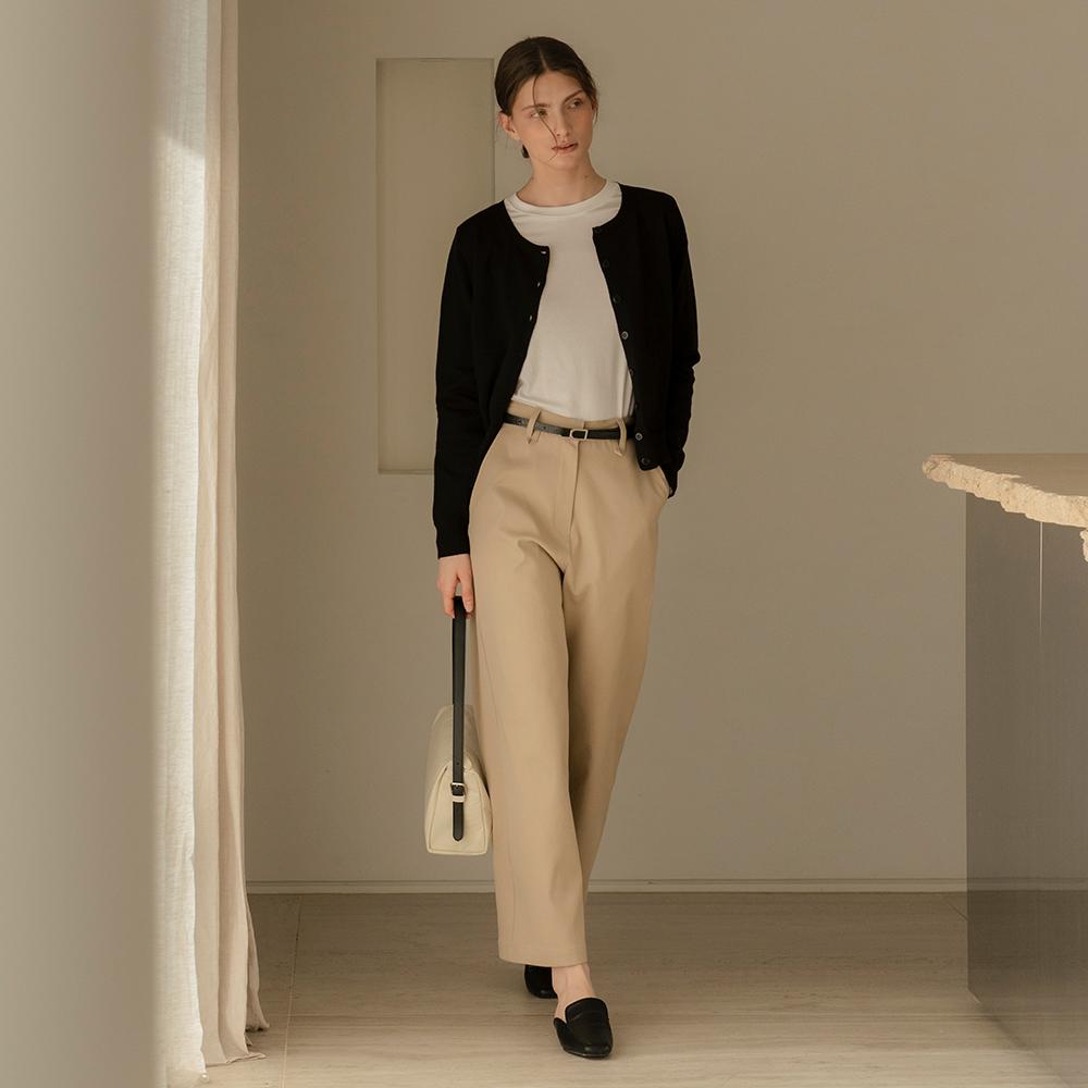 MOMET Blond Cotton Straight Pants Beige