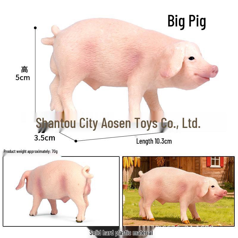 Children's Wildlife Model: Plastic Pig Figurines (Domestic Pig, Large White Pig, Vietnamese Pig, Babirusa, Wild Boar)