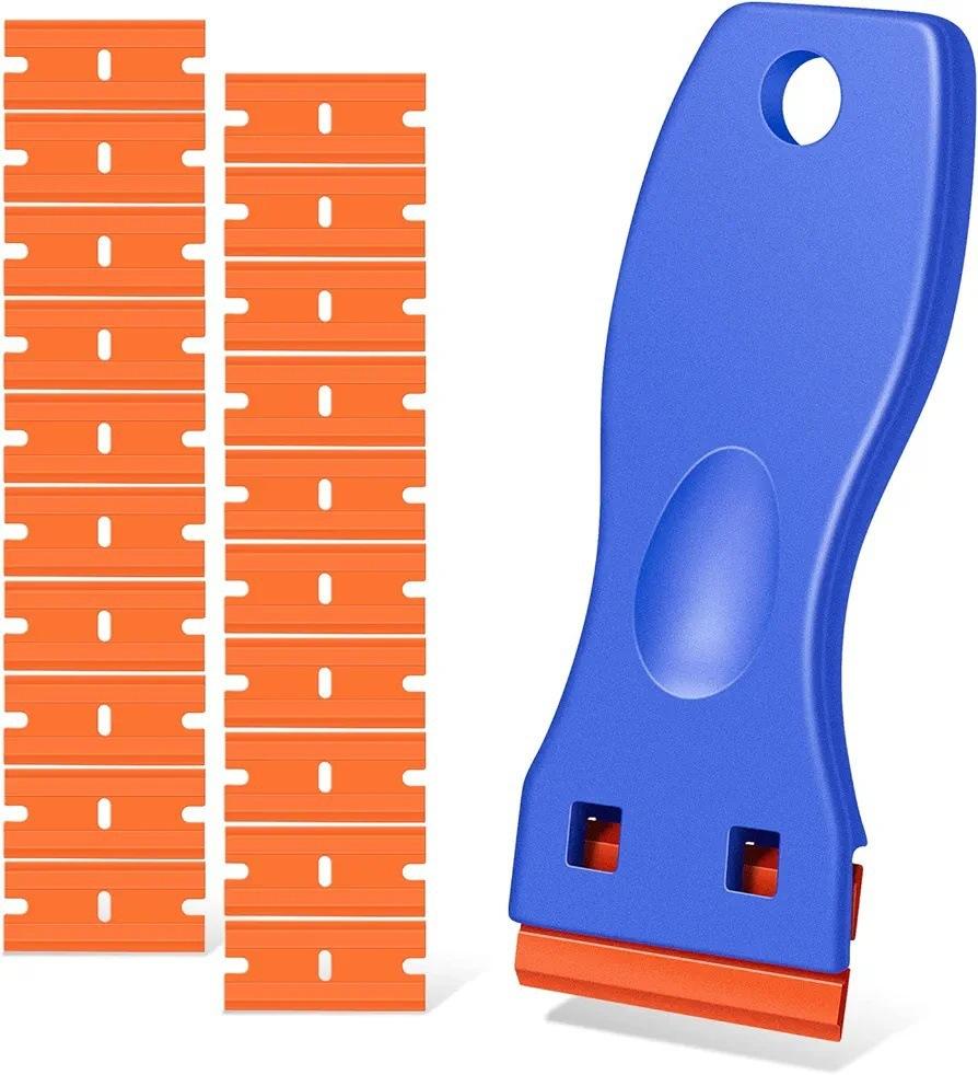 

21pcs Razor Blade Scraper Double Edge Razor Scraper Remover Tool with Razor Blades for Labels Stickers Decals Removal Tint Vinyl