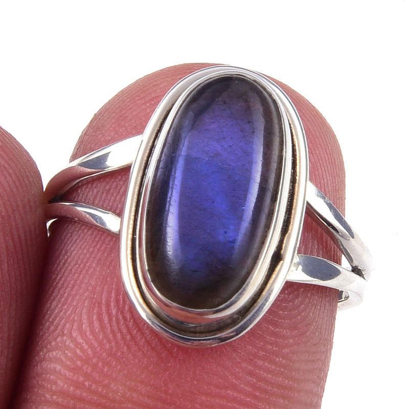 

Кольцо из чистого серебра 925 пробы с натуральным лабрадоритом, размер 6, m7j42