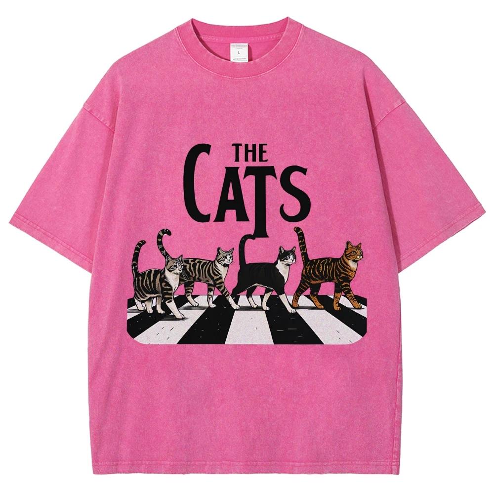Cat Lovers Sportswear Gym Short Sleeves Y2K Style Top Round Neck Graphic T-Shirts For Women and Men Punk Style Unisex
