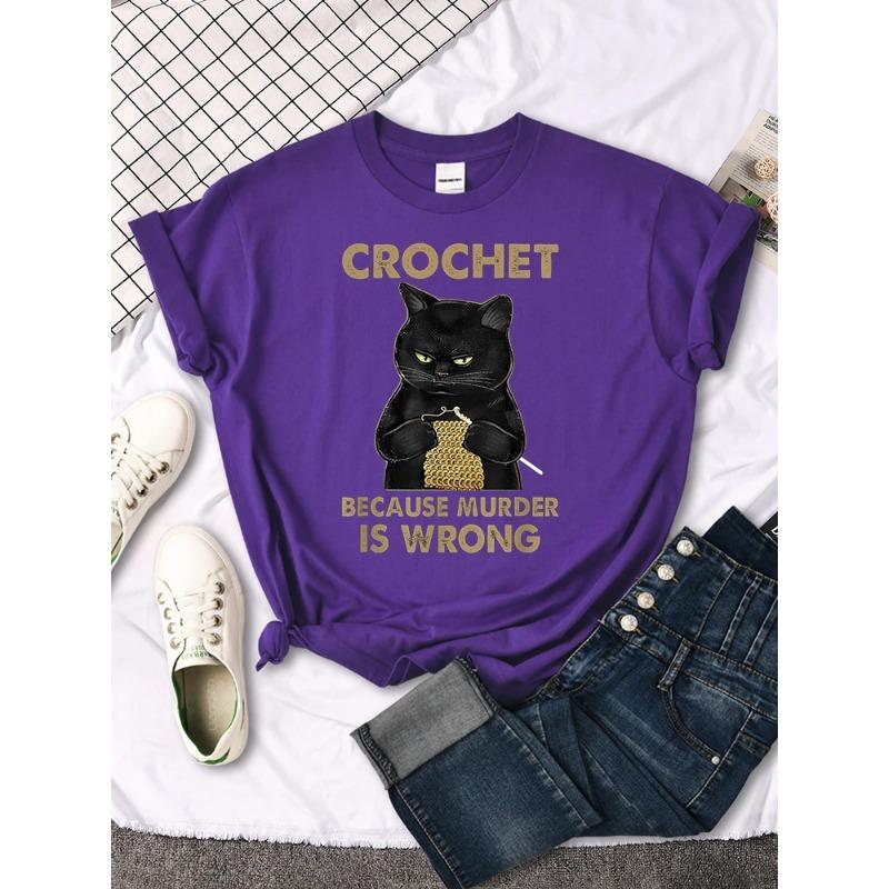 Crochet Because Murder Is Wrong Printing Female Tshirts Manga Summer T-shirt Summer Slim Tees Shirts Sports Slim Women T Shirts