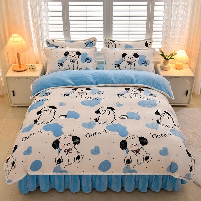 2025 Milch-Samt-Flanell 4-teiliges Set: Bettbezug aus Korallenfleece Klasse A