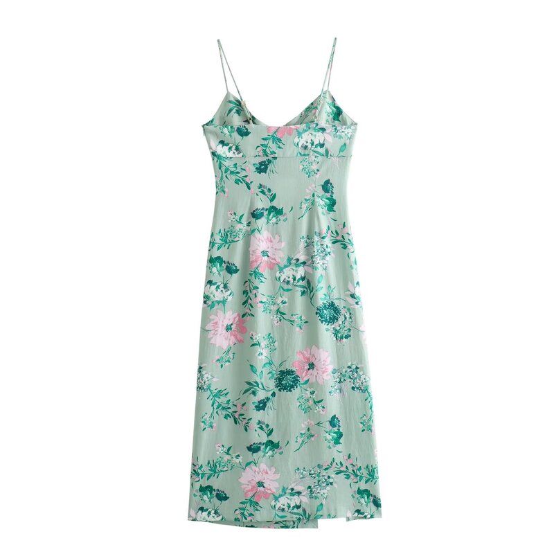 Fashion Style 2024 Summer New Arrival Women's Sling Elegance Retro Print Midi Skirt Dress 3213740