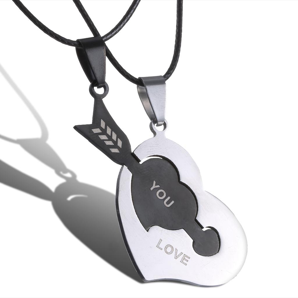 2 Pcs/Set Couple Necklace Stainless Steel Cute Cartoon Cat Animal Choker For Women Men Lovers Valentine's Day Jewelry Gifts