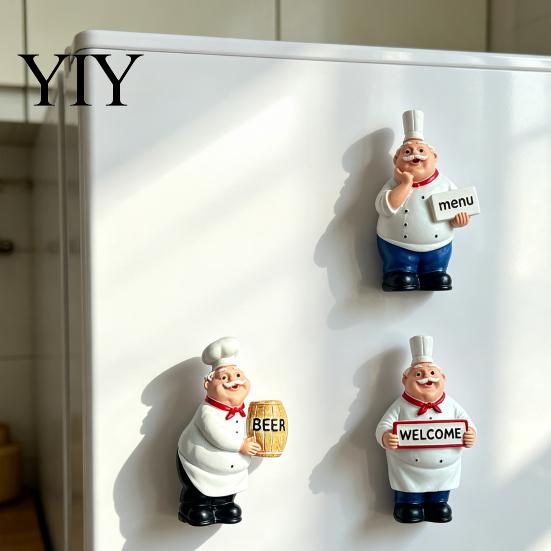 Chef Magnetic Decor Cartoon Fat Fridge Magnet, Hand-painted 3D Refrigerator Decoration Picture Photo Holder for Home Office Kitchen Magnet