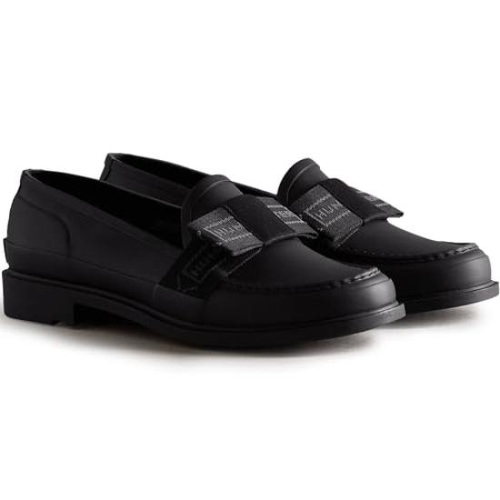 Hunter Refined Bow Penny Size 2A Women's Loafers, Black, 25.0 cm,
