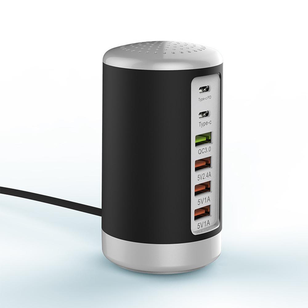 

6-Port Universal USB Tower Charging Station EU For Multiple Devices Black