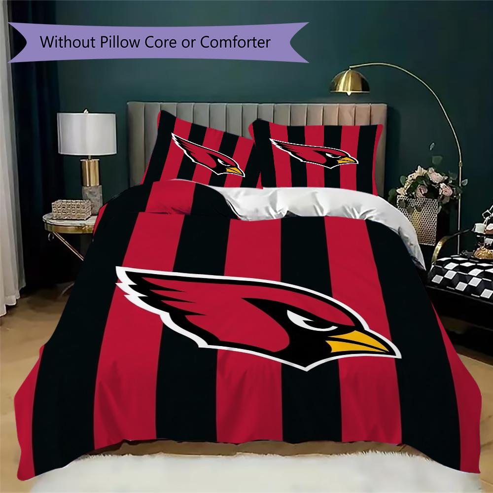 Arizona Cardinals Pattern Bedding uilt Set uilt Cover Pillowcase Home Decoration Birthday Gift (1*duvet cover + 2*pillowcase without core)