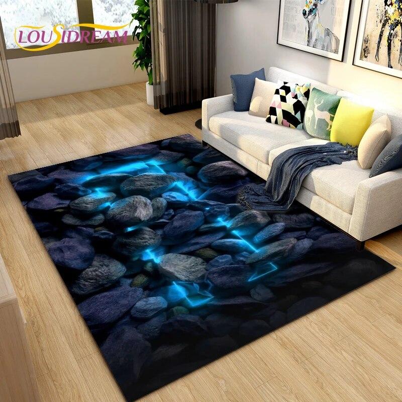 3D Color Cobblestone Stone Area Rug,Carpet Rug for Living Room BedRoom Decoration,Kitchen Doormat Bathroom Anti-slip Floor Mat