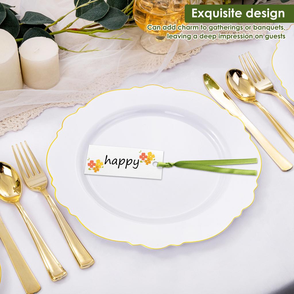 200Pcs Name Place Cards with Satin Ribbon Table Name Tag  Hanging Gift Tags for Wedding Birthday Baby Shower Table Decor