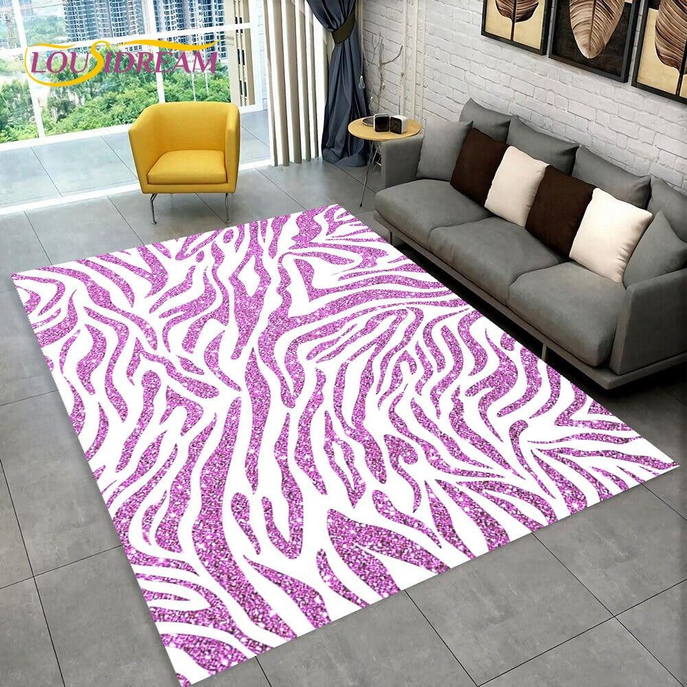 3D Colorful Zebra Pattern Area Rug,Carpet Rug for Living Room Bedroom Sofa Office Doormat Decoration, Kids Non-slip Floor Mat