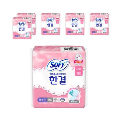 Serviettes Hygiéniques Ailées Sofy Hangyul, Grande Taille, 10 Serviettes par Paquet × 6 Paquets