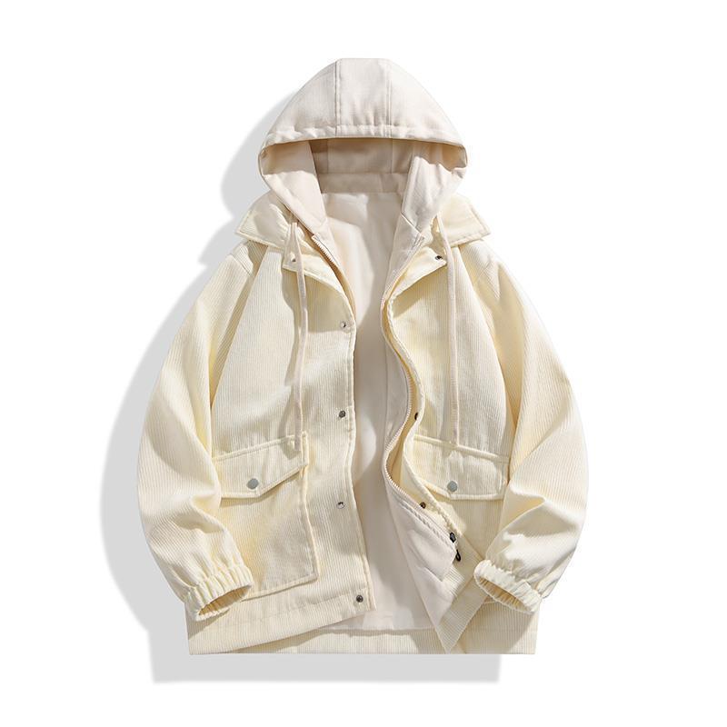 2026 Autumn/Winter Men's Hooded Baseball Jacket: Fake Two-Piece, Casual, Loose, Versatile, Couple's Outerwear