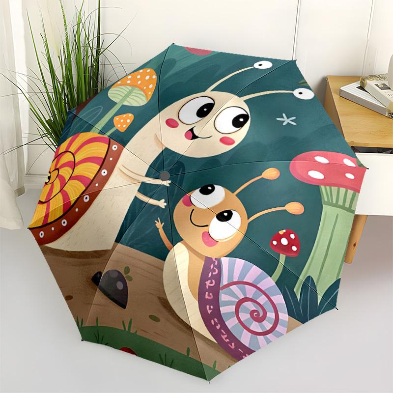 1pc Snail Forest Automatic Open/Close Exquisite Umbrella Sturdy Iron Frame, Compact Travel Umbrella - Perfect Gift for Women, Men, Birthdays