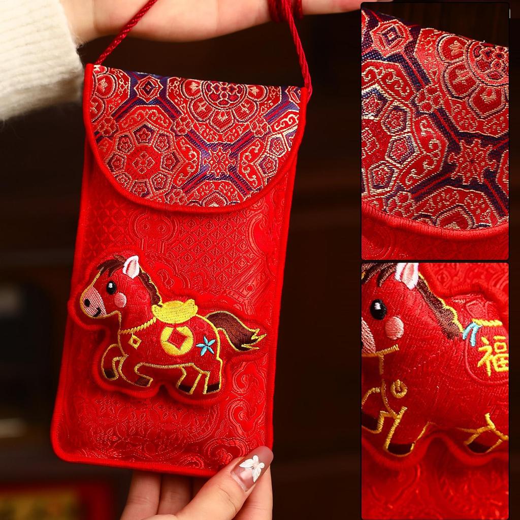 Chinese Red Envelope Embroidery Design 2026 Lunar New Year Packet Large Red Packet For 2026 Spring Festival For Spring Festival