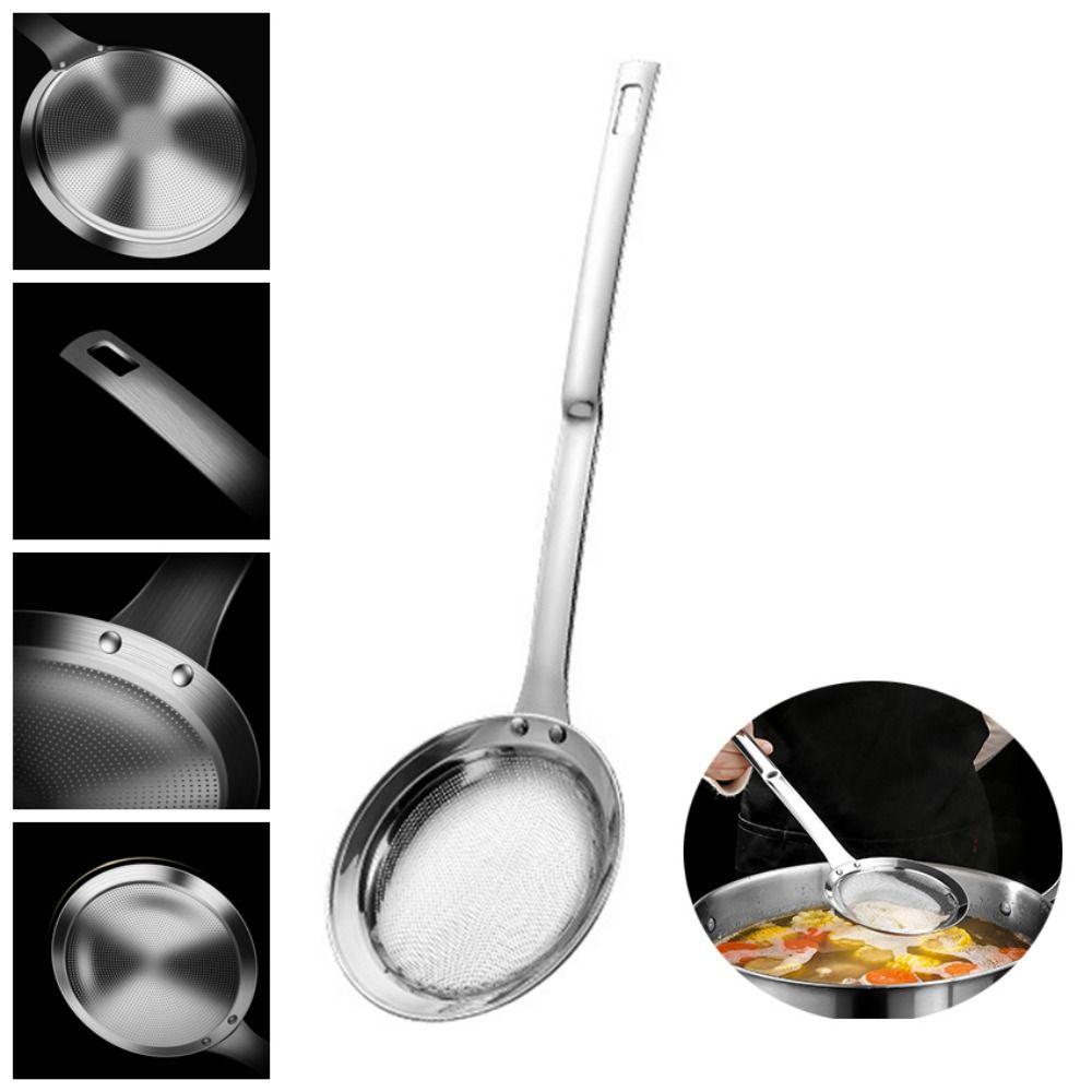 Long Handle Oil Filtering Spoon Comfortable Handle Kitchen Strainer  Kitchen Gadgets