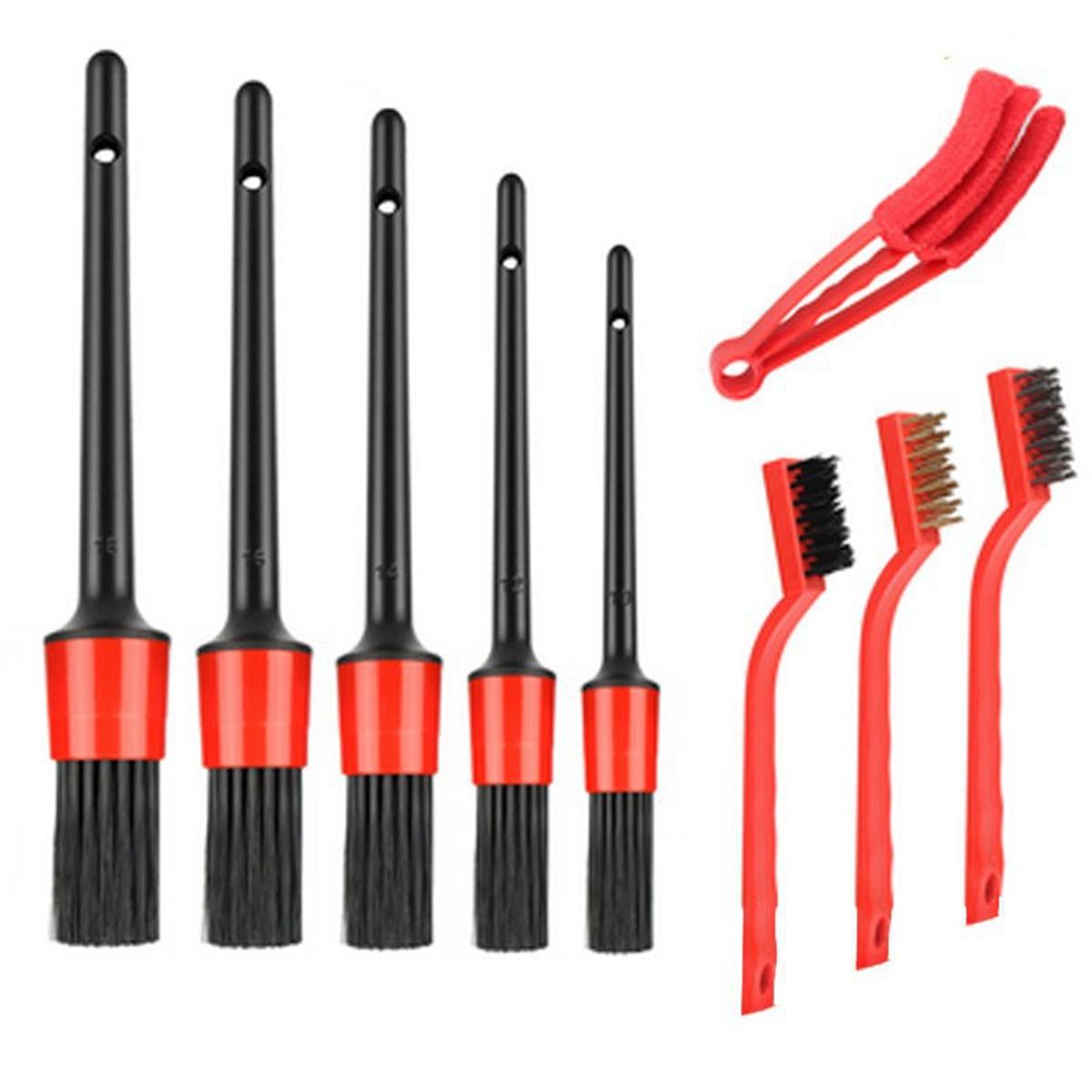 2025+ 9Pcs Car Detailing Brush Set Including Detail Brush Wire Brush Air Conditioner Brush Cleaning Brush Head Set China Mainland
