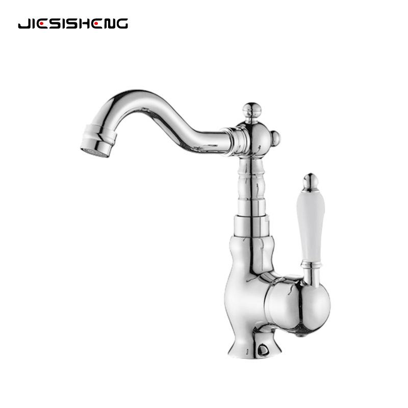Brass gold bathroom basin sink faucet deck mounted Single handle hot and cold water mix tap Golden faucets Chrome