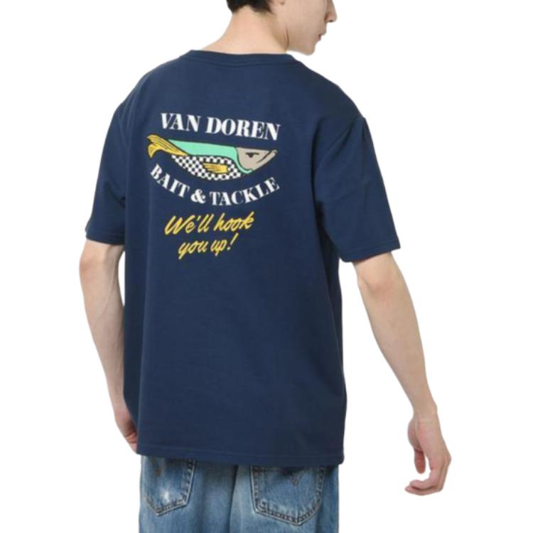 Vans Letter Print Crew Neck Comfortable Breathable Short Sleeve T-Shirt Unisex Tops Dark-Blue VN000BZ4LKZ