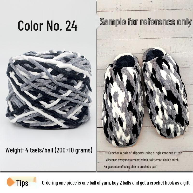 Plush Wool Yarn for Hand-Knitted Crochet Shoes & Slippers