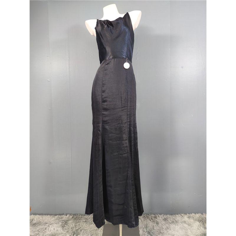Export Single High Quality Texture Pile Style Swing Collar Open Back Smooth Satin Slimming Sheath Evening Dress Dress Mermaid Dress