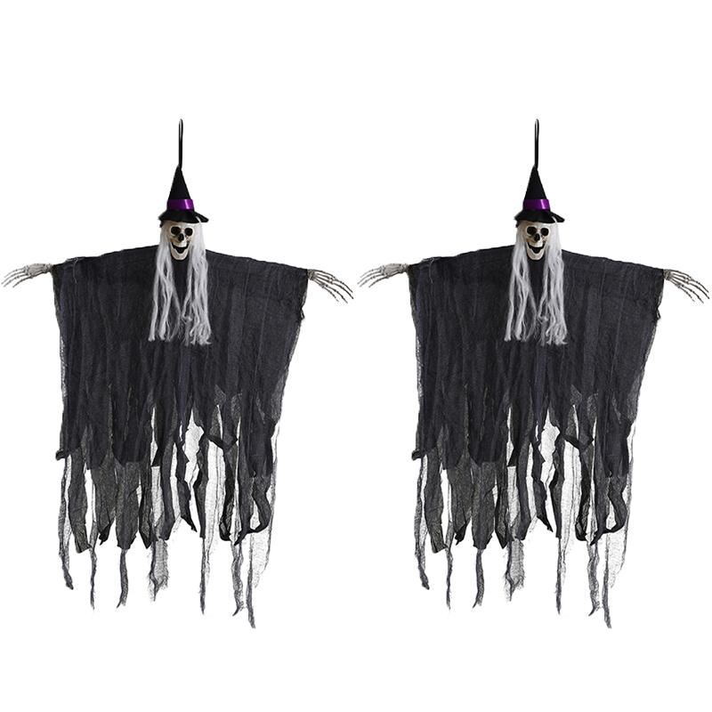 Halloween Hanging Skeleton Ghost Gauze Pendant Horror Decoration DIY Haunted House Party Props Yard Garden Ornaments