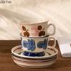 Painted Flowers Pattern Ceramic Cup&saucer Dining Table Gold-plated Coffee Mug Milk Tea Cup Afternoon Tea Teacup Juice Container