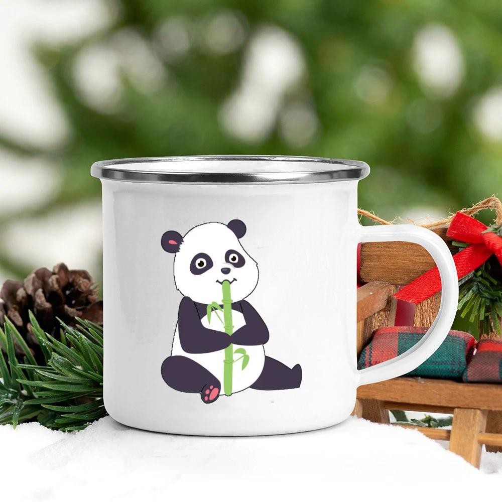 Panda Bear Mug Girlfriend Gift Ideas Cute Coffee Mug Panda Gifts Camper Decor Camping Enamel Mug Birthday Gifts for Friend