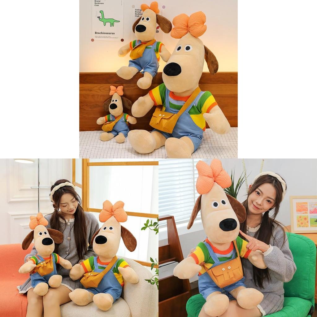 Wallacegromit Dog Cartoon Doll Plush Toy Bow Sweater Dog Animal Doll Gifts