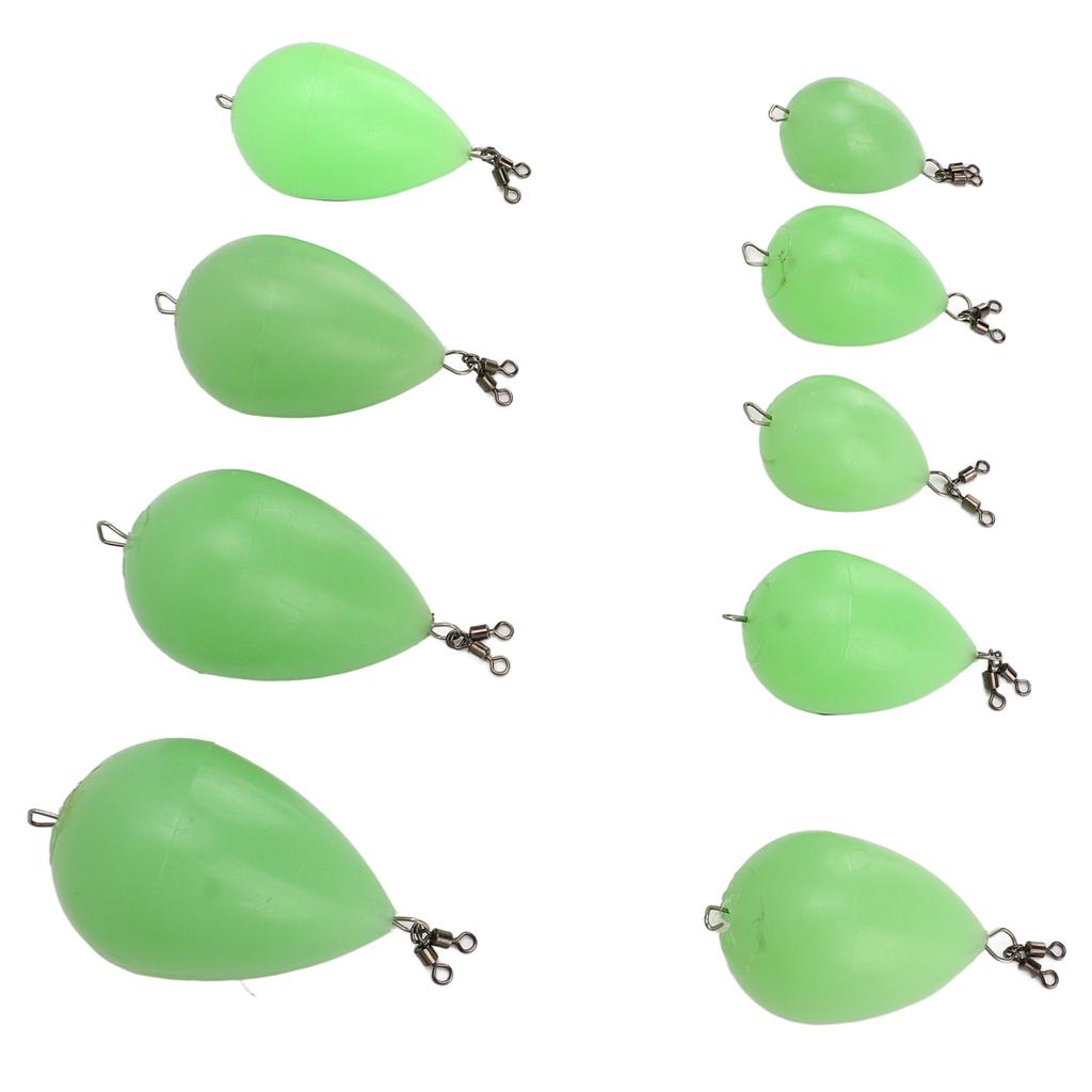 9pcs Luminous Fish Float PP Egg Shaped Throwing Aid Fish Float Casting Bait Fishing Accessories for Night Fishing
