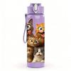1PC Group Kitten Cat Family Cartoon Print 750ml Color Plastic Sports Water Bottle Leakproof Flip Straw Lid Suitable for Sports Office Home Use