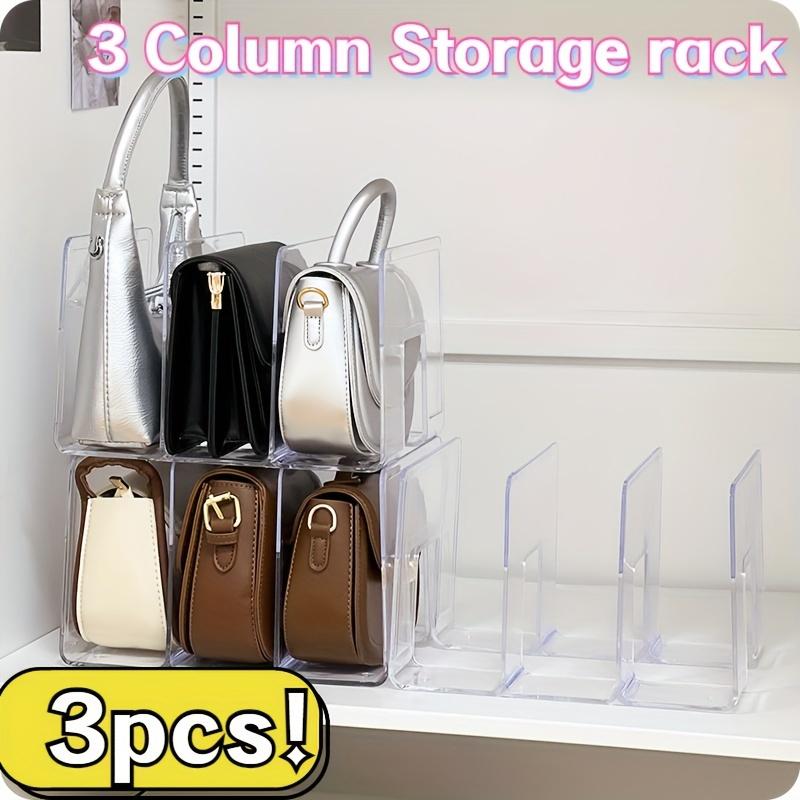 

3-Pack Clear Plastic Storage Organizer Shelves, Multi-Use Hanging Shelf for Closet, Bag Holder, Display Rack, Shelf Divider