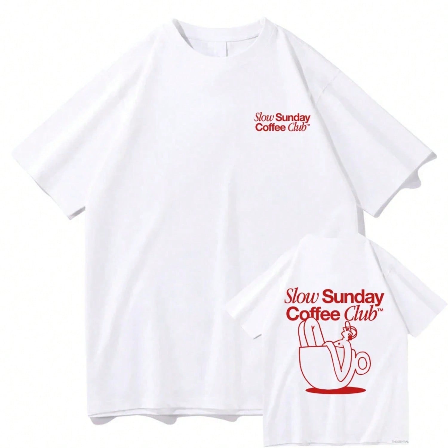 Slow Sunday Coffee Club T Shirt / Harajuku Vintage Graphic Tshirt Classic Unisex High Quality Retro Tee Shirts S разноцветный