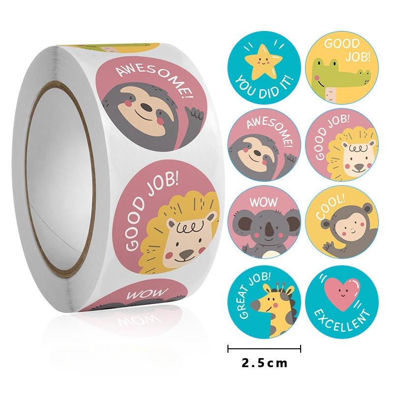 500pcs/1Roll Cute animal stickers, wholesale stickers, non drying stickers, handmade decorative stickers,gift packaging stickers