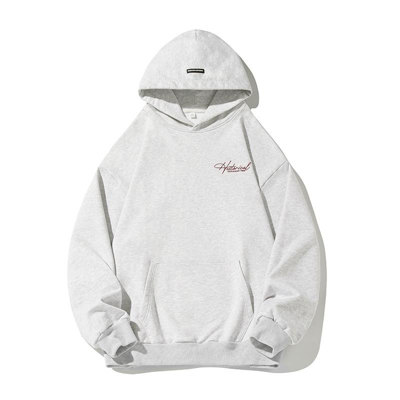 400G heavy trendy brand embroidered hooded sweater men's and women's spring loose and versatile jacket