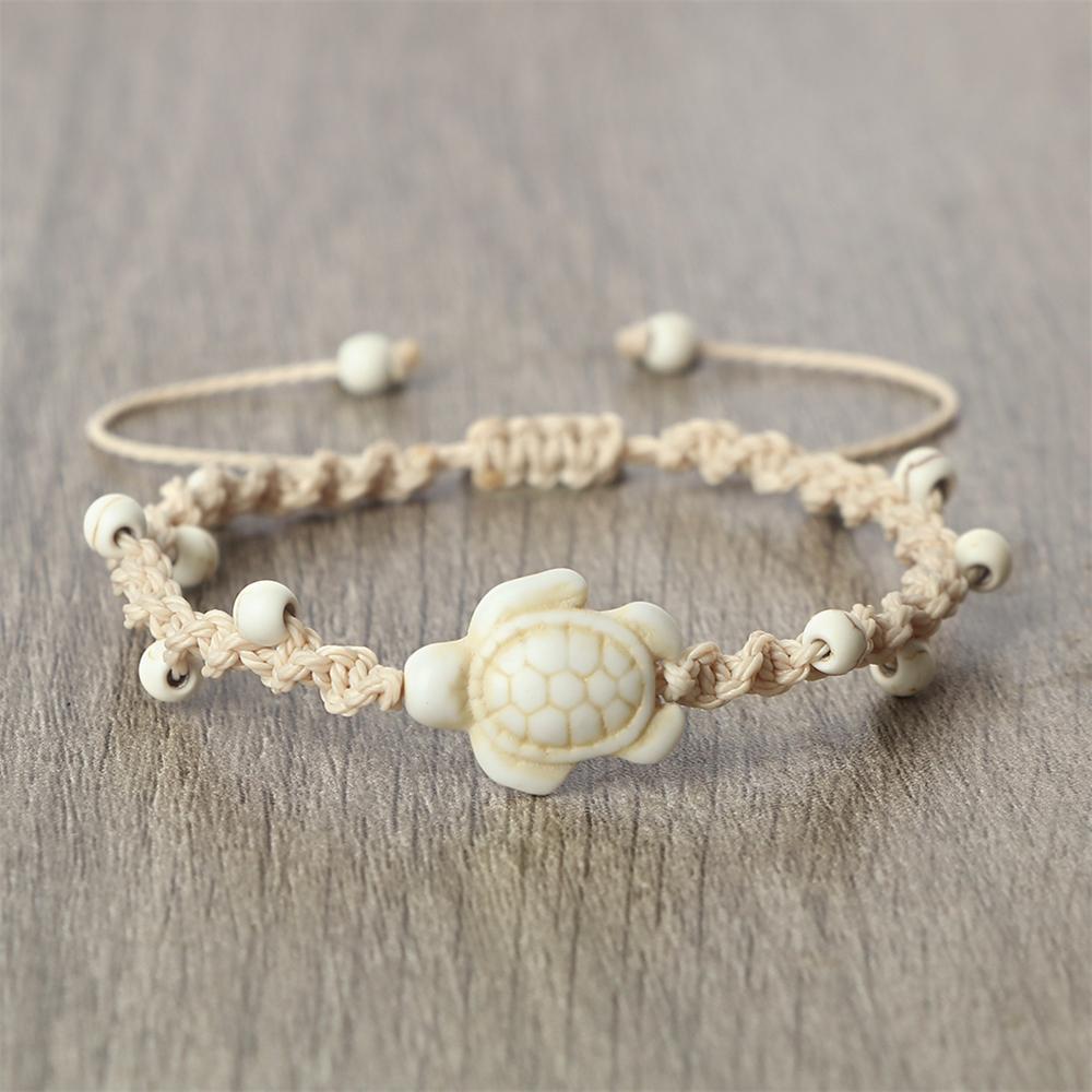 Braccialetti Intrecciati Bohémien in Pietra Naturale da 4 mm Braccialetto Fatto a Mano con Ciondolo Tartaruga Gioielli alla Moda Curativi Regali per Uomini Donne