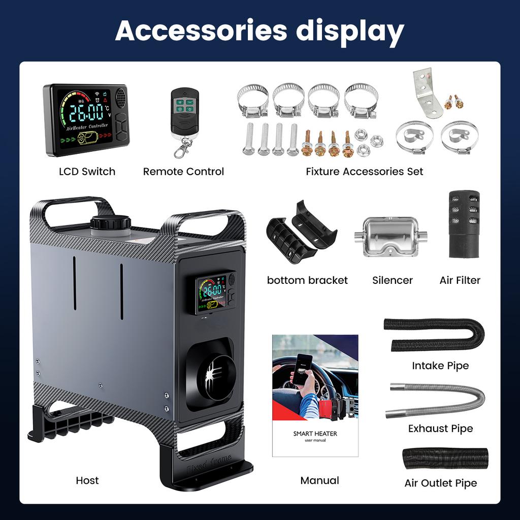 All In One Diesel Air Car Heater Host 5-8KW Adjustable 12V LCD English Remote Control Integrated Parking Heater Machine