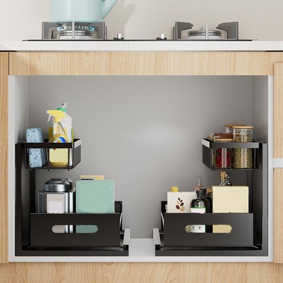 Storage Rack Seasoning Organizer Strong Load-bearing Rust-proof Pull-Out Design Kitchen Storage Shelf Spice Rack